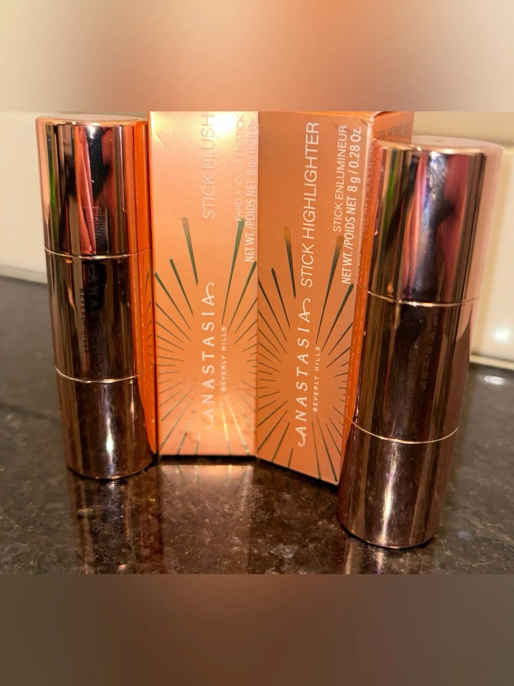 Anastasia Beverly Hills - 2 PC - BUNDLE Stick Highlighter & Stick Blush (Pink)